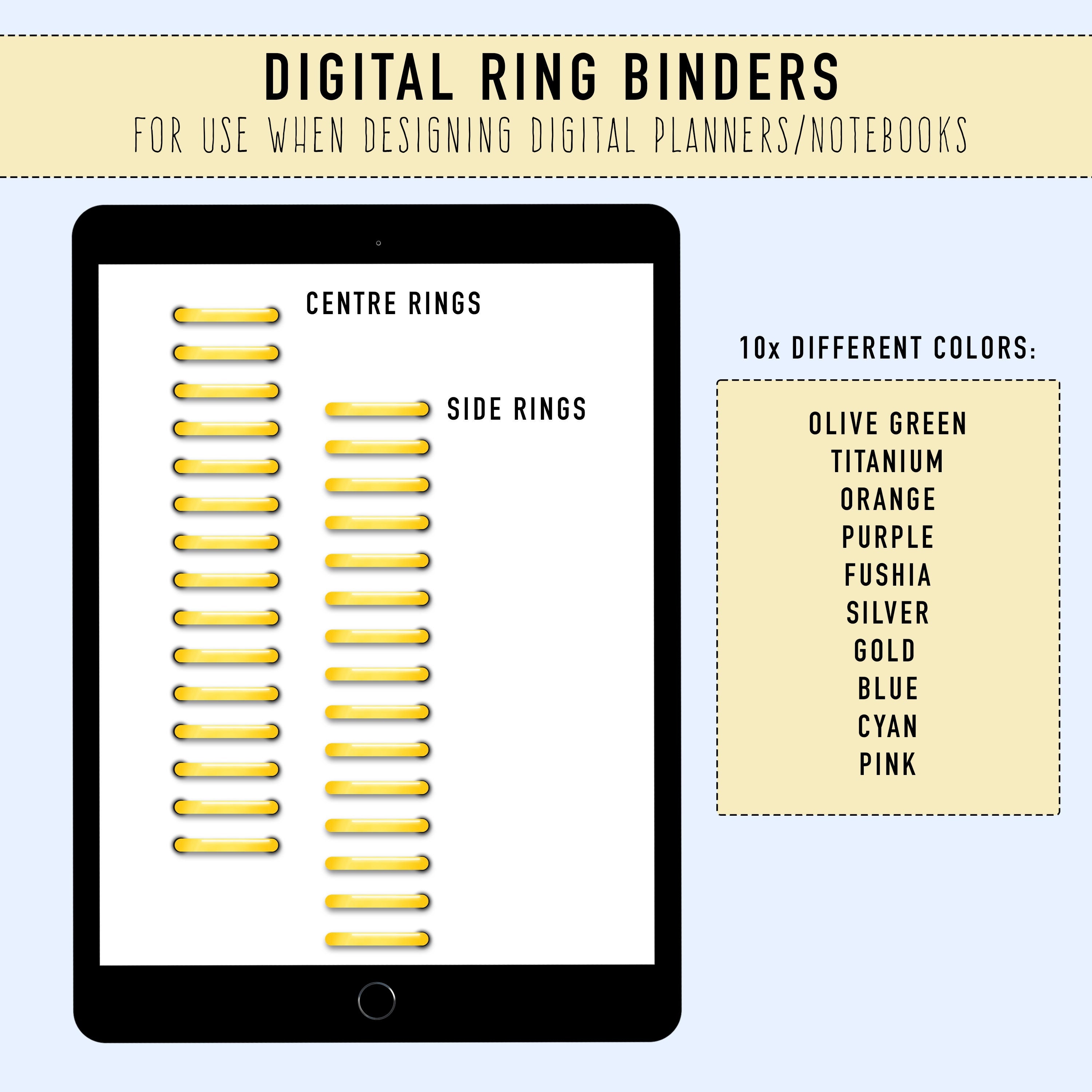 DIGITAL Ring Binders | BINDER RINGS in Various Colours for Design ...