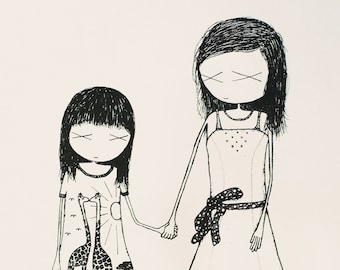 girl "sisters" limited (100 pieces) banam art screenprint, hand printed, signed and numbered