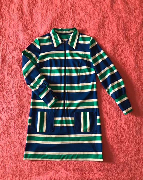 Vintage Striped Mod Dress/Vintage Dress With Pocke
