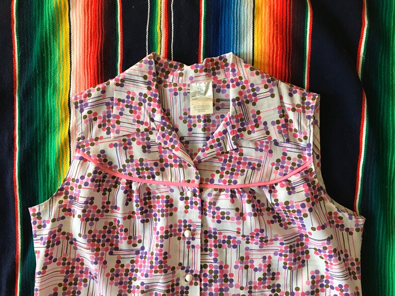 Vintage Polka Dot DressVintage House DressLarge Vintage Dress44 Inch BustPink Polka DotsCasual Vintage DressNap Dress