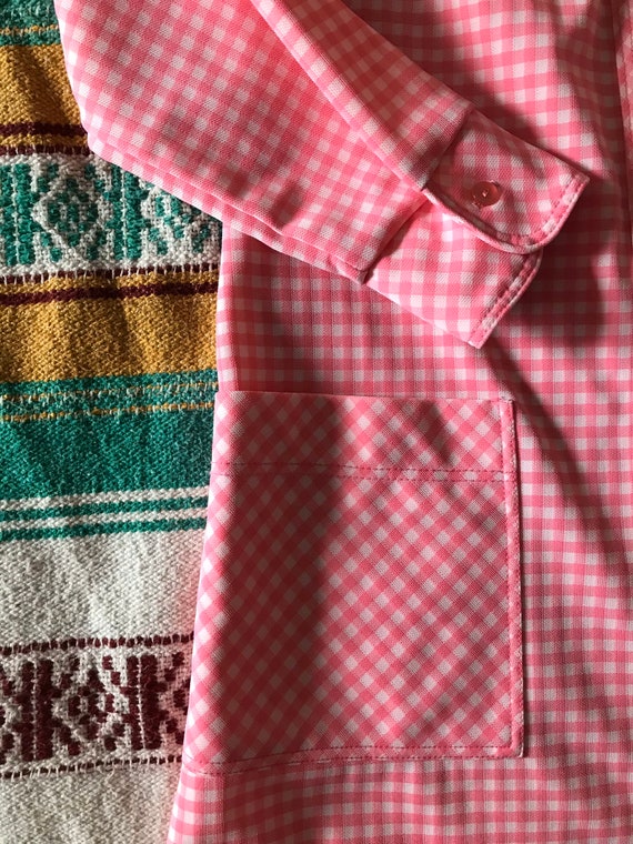 Vintage Gingham Shift Dress/Pink Gingham Dress/Vin