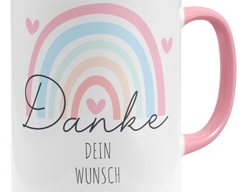 Wunschtext + Danke Tasse Dankeschön Geschenkidee personalisiertes Geschenk Name personalisierbar | Keramik Becher 325ml Beidseitig Bedruckt