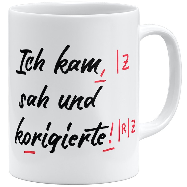 witzige Kaffeetasse mit Spruch für Lehrer Tasse | Keramik Becher 325ml | Beidseitig bedruckt | Große Farbauswahl