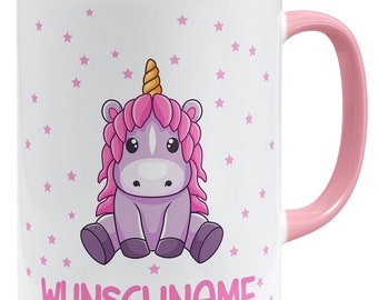 Wunschname + Einhorn Tasse Unicorn Geschenkidee personalisiertes Geschenk Name personalisierbar | Keramik Becher 325ml Beidseitig Bedruckt 3