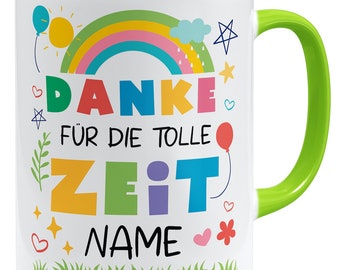 Wunschname + Vielen Dank für die tolle Zeit Tasse Geschenkidee personalisiertes Geschenk Name personalisierbar | Keramik Becher 325ml