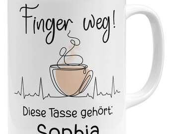 Personalisierte Tasse mit Namen - Finger weg Tasse – Kaffeetasse mit Wunschnamen – Geschenk für Kaffee Fans -individualisierbar
