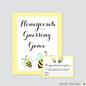 Bumble Bee Baby Shower Honeycomb Guessing Game Printable - Guess How Many Honeycombs in Container, Jar or Bottle - Instant Download - 0021