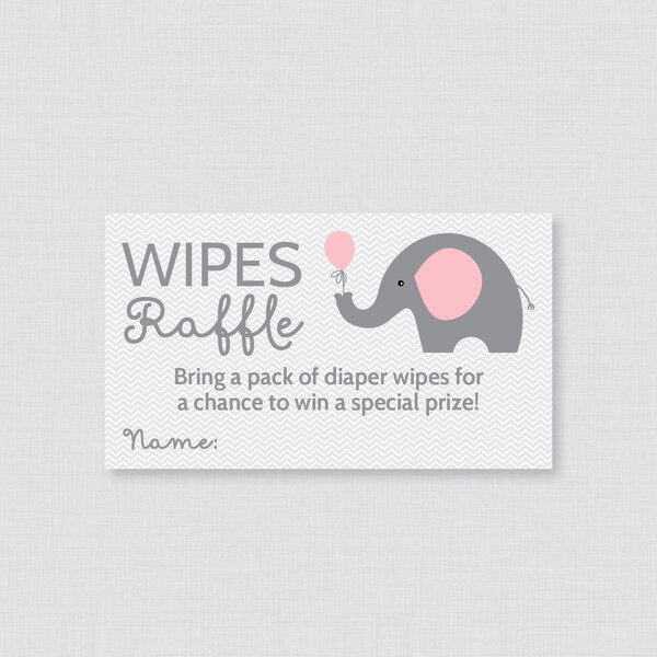 Elephant Diaper Raffle Cards and Sign Pink Elephant Baby Shower - Etsy ...