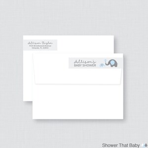 Blue Elephant Wraparound Return Address Labels Printed Elephant Baby ...