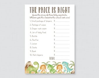 Dinosaur Baby Shower Price is Right Game - Printable Dinosaur Themed Baby Shower Game Instant Download - Dinosaur Price is Right - Dino 0077