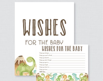 Dinosaur Wishes for Baby Baby Shower Activity - Printable Dinosaur Themed Well Wishes for Baby Cards and Sign - Instant Download Wishes 0077