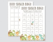 Dinosaur Baby Shower Bingo Cards - Printable Blank Bingo Cards AND PreFilled Bingo Cards - Dinosaur Themed Baby Shower Bingo Game Dino 0077
