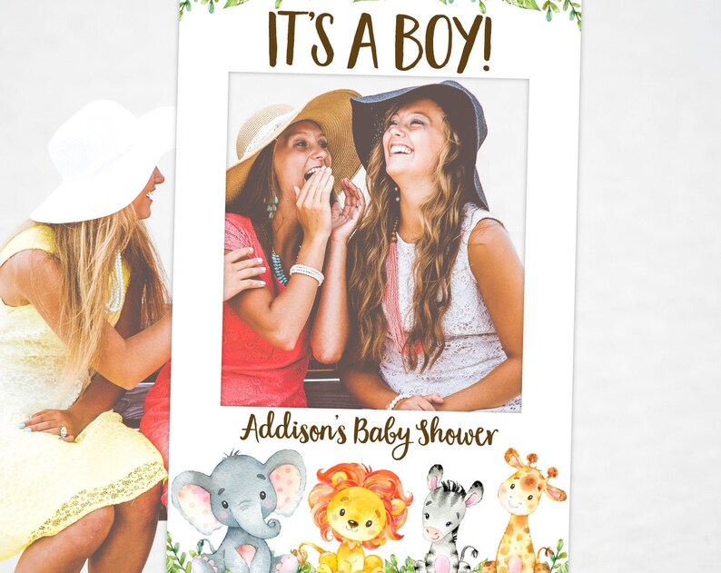 PRINTABLE Safari Baby Shower Photo Booth Frame Safari Animal Themed Photo Prop Baby Shower Picture Frame Prop Elephant