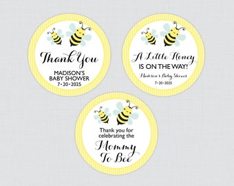 PRINTED Bee Baby Shower Stickers - Bumble Bee Themed Baby Shower Stickers - Mommy to Bee Stickers, Honey Baby Shower Stickers-  0021