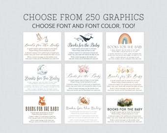 PRINTED Bring a Book Baby Shower Cards - Choose Your Graphic, Font, and Font Color - Books for Baby Insert Cards 0082