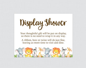 Safari Animal Baby Shower Display Shower Invitation Inserts - Safari Themed Display Baby Shower Inserts - No Need to Wrap Present Cards 0060