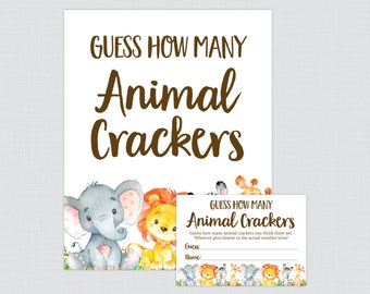 Safari Baby Shower Animal Cracker Game Printable - Guess How Many Animal Crackers Activity  - Safari Themed Baby Shower Activity 0060