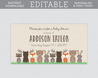 EDITABLE Baby Shower Facebook Event Cover Photo - Woodland Baby Shower Facebook Event Header - Editable Woodland Animal Themed Invite 0010