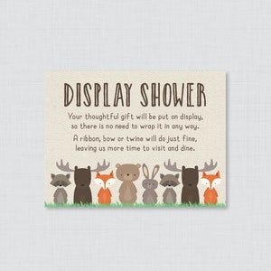 Woodland Animal Baby Shower Display Shower Invitation Inserts - Woodland Themed Display Baby Shower Inserts - No Need to Wrap Present 0010
