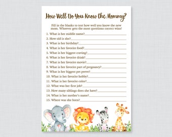 Safari Baby Shower Printable How Well Do You Know the Mommy to Be Game - Who Knows Mommy Best? - Safari Baby Animal Game Mommy Quiz 0060