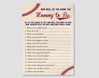 Baseball Baby Shower Printable How Well Do You Know the Mommy to Be Game - Who Knows Mommy Best? - Baseball Shower Game Mommy Quiz 0027