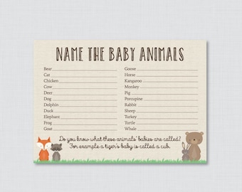 Baby Animals Name Game Baby Shower Printable Woodland Baby Shower - Printable Instant Download - Woodland Baby Shower Game - 0010