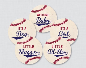 Baseball Baby Shower Cupcake Toppers - It's a Boy, It's a Girl - Instant Download - Baseball Themed Decorations - 0027