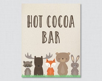 Woodland Hot Cocoa Bar Sign  - Printable Woodland Baby Shower Hot Cocoa Bar Sign Chocolate - Instant Download - 0010