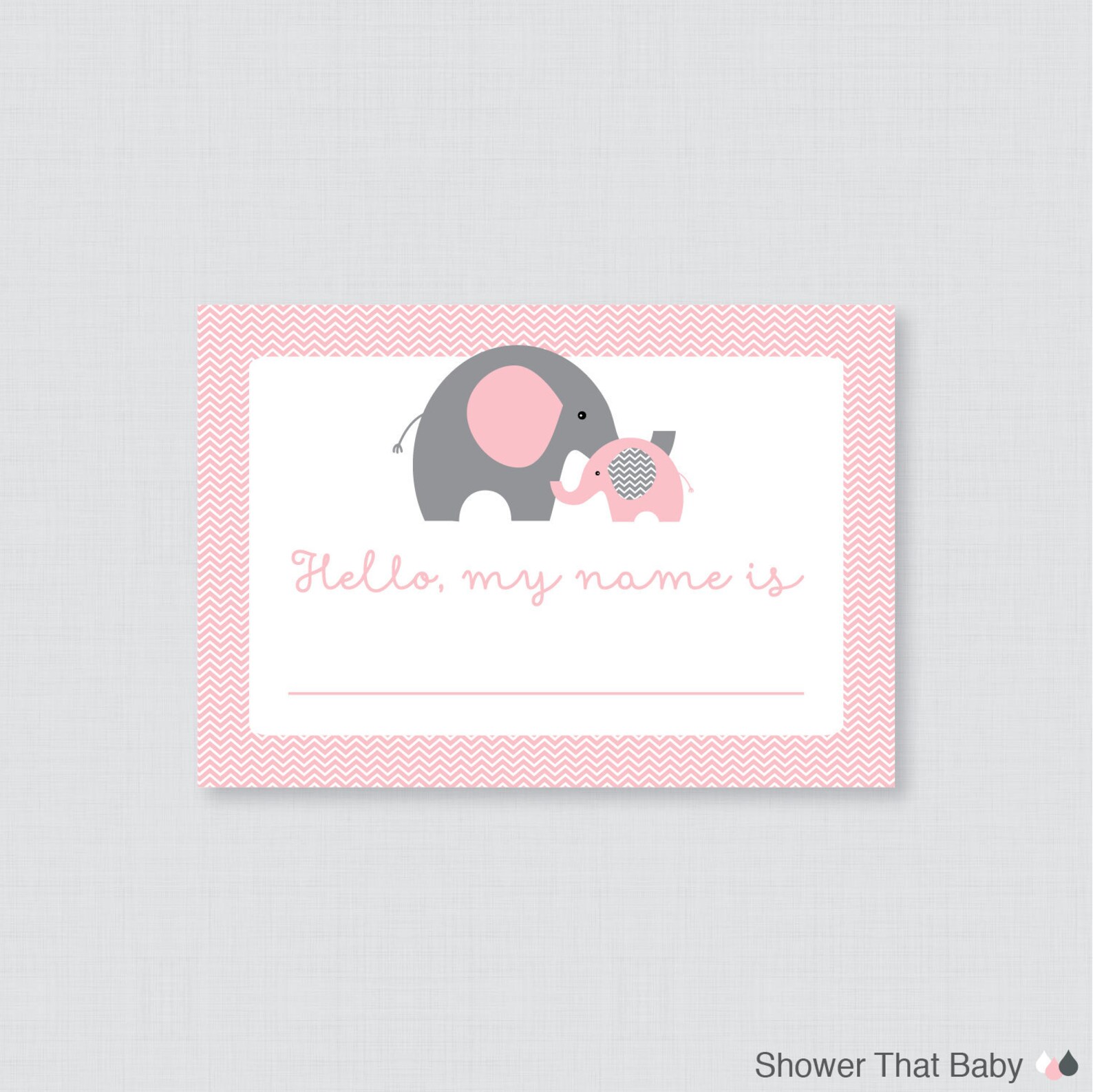 Printable Elephant Name Tag Stickers Pink Elephant Themed Etsy