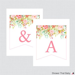 Printable Floral Baby Shower Banner Pink and Gold Flower Decoration
