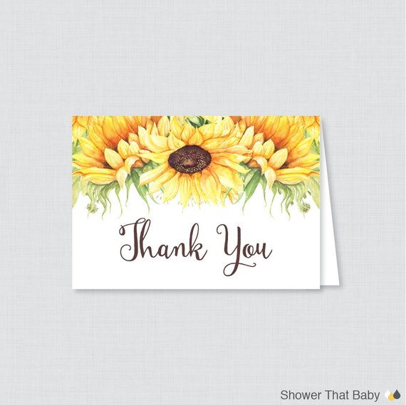 Printable Sunflower Thank You Card Printable Instant - Etsy