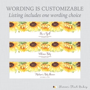 Printed OR Printable Sunflower Water Bottle Labels - Sunflower Themed ...
