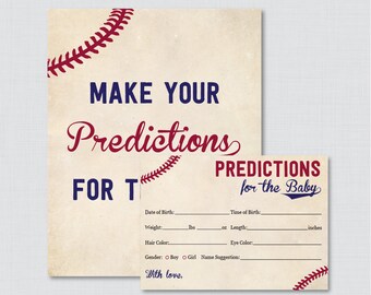 Baseball Baby Shower Prediction Cards - Instant Download - Vintage Baseball Baby Statistics Game Guess Baby's Birthday, Weight - 0027