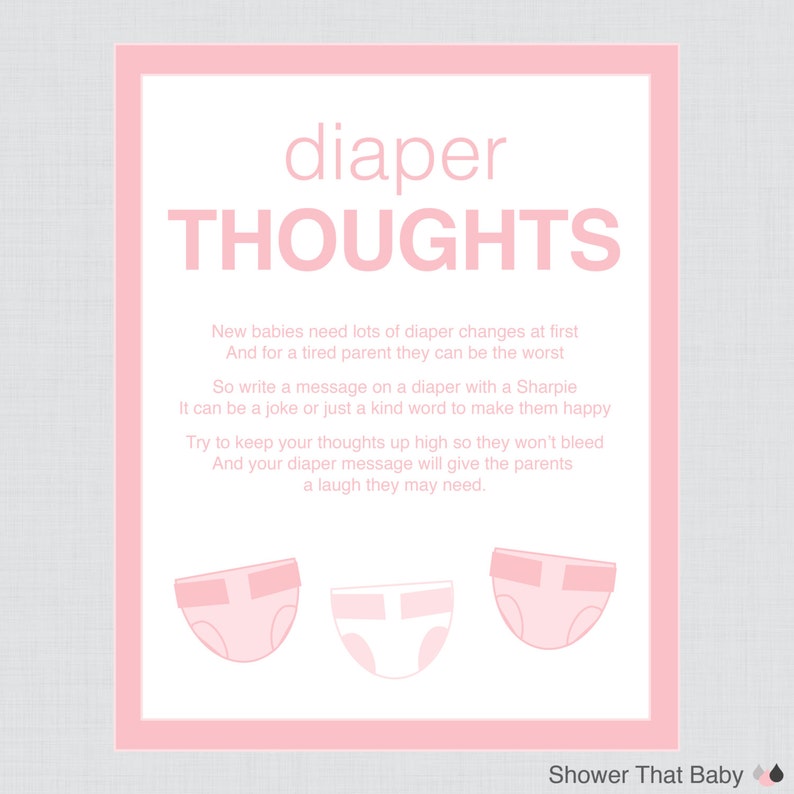 Baby Shower Diaper Message Game diaper Thoughts Etsy