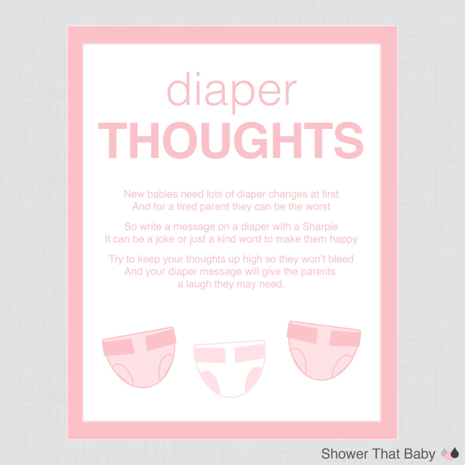 Baby Shower Diaper Message Game Diaper Thoughts Etsy