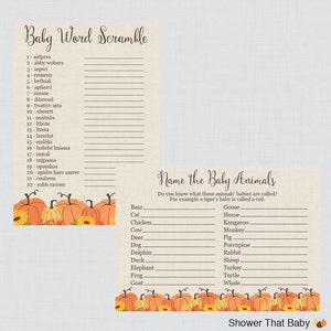 Pumpkin Baby Shower Games Package Seven Printable Games: Bingo, Price is Right, Purse Game, Nursery Rhyme Little Pumpkin Fall Baby 0032 image 5