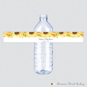 Printed OR Printable Sunflower Water Bottle Labels - Sunflower Themed ...