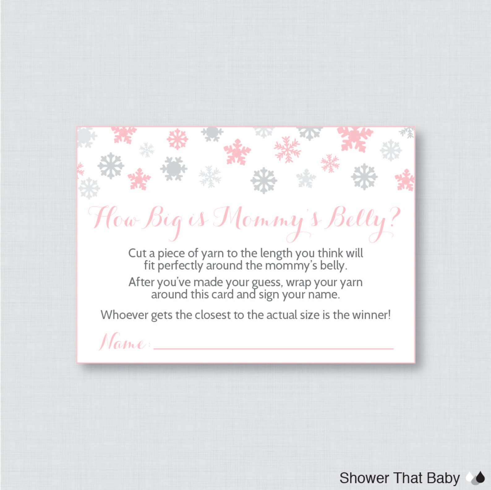 How Big is Mommy's Belly Game Printable Pink Winter Baby | Etsy
