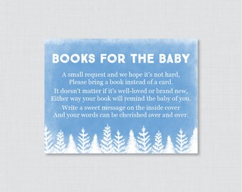 Winter Baby Shower Bring a Book Instead of a Card Invitation Insert - Instant Download - Rustic Winter Wonderland Book Card - 0039-B