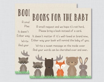 Woodland Baby Shower Bring ein Buch statt einer Karte Einladungseinsätze - Instant Download - Woodland Baby Shower Neutral - 0010