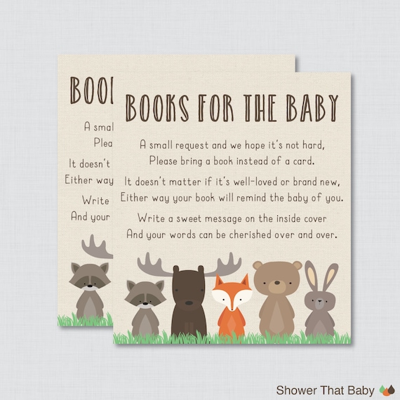 Woodland Baby Shower Bring A Book Instead Of Card Invitation Image 0