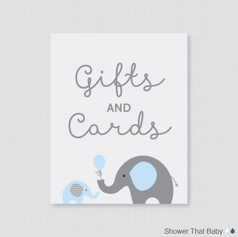 Blue Elephant Gifts and Cards Sign Printable Instant Etsy