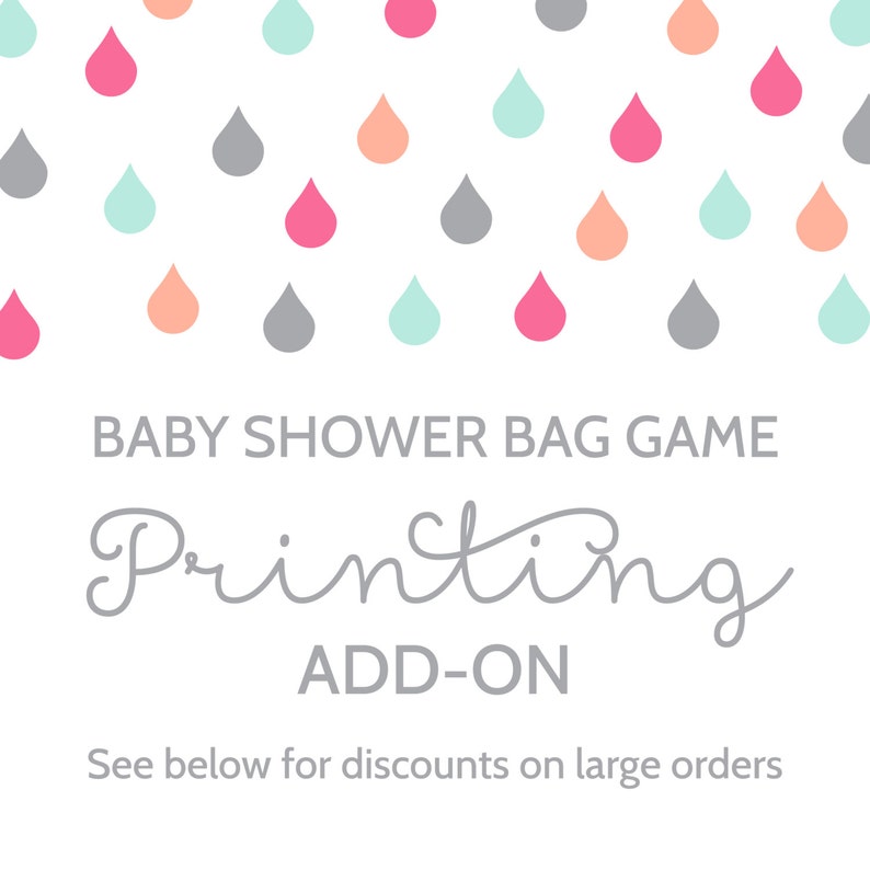 Printing Add-On for Baby Shower Bag Game Cards, Sign, and Labels image 1