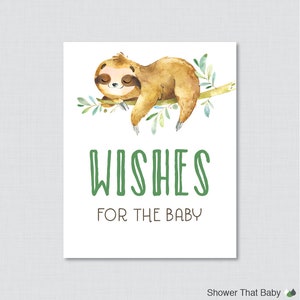 Sloth Wishes for Baby Baby Shower Activity Printable Sloth | Etsy