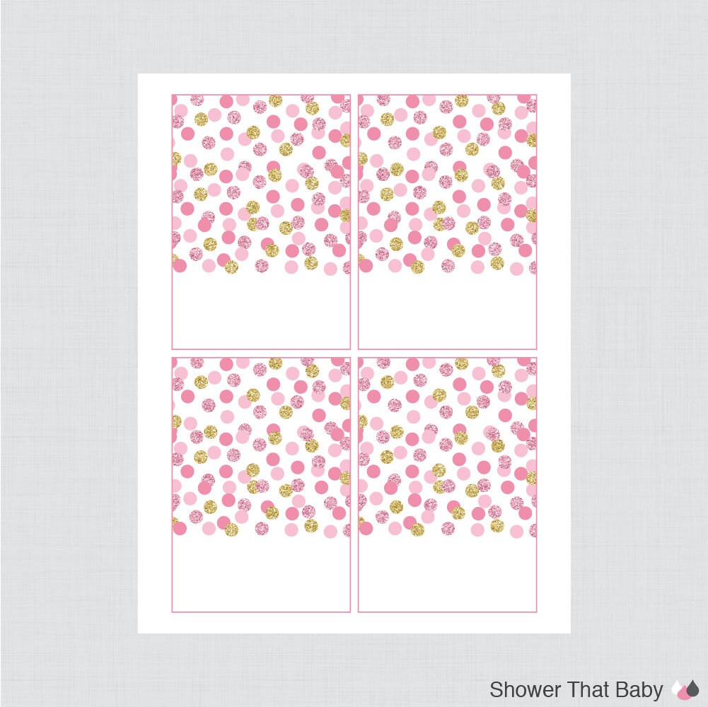 Printable Pink and Gold Food Tent Labels Cards or Place Cards - Etsy