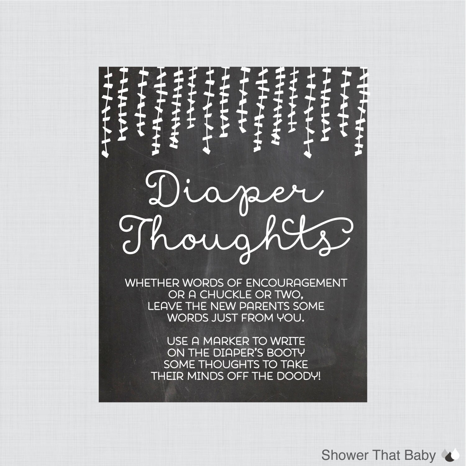 Baby Shower Diaper Thoughts Game Chalkboard Printable Etsy