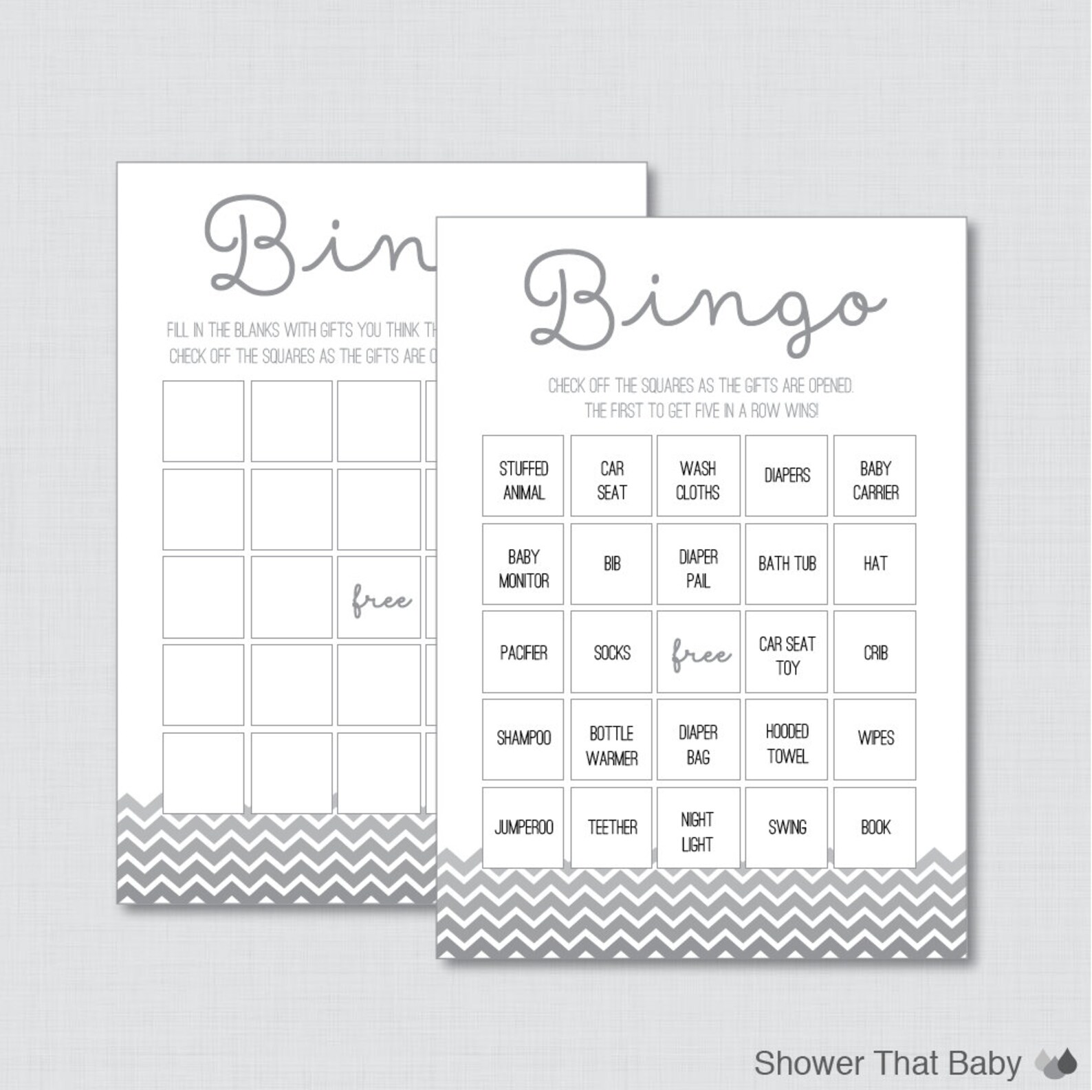 Chevron Baby Shower Games Package in Gray Seven Printable - Etsy