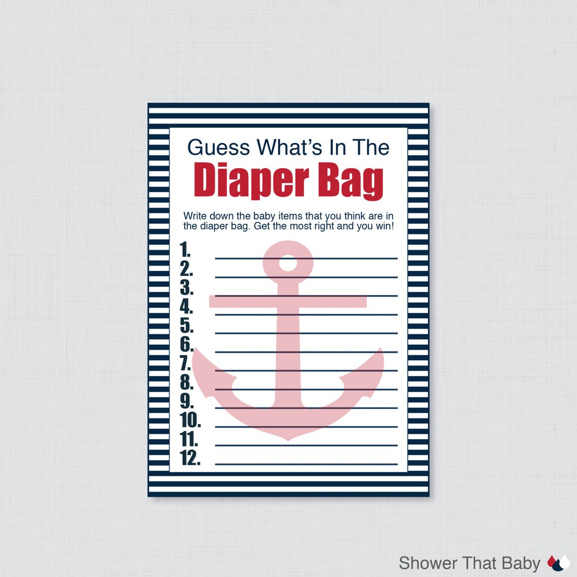 Baby Shower Diaper Bag Game Guess What's in the Diaper Etsy