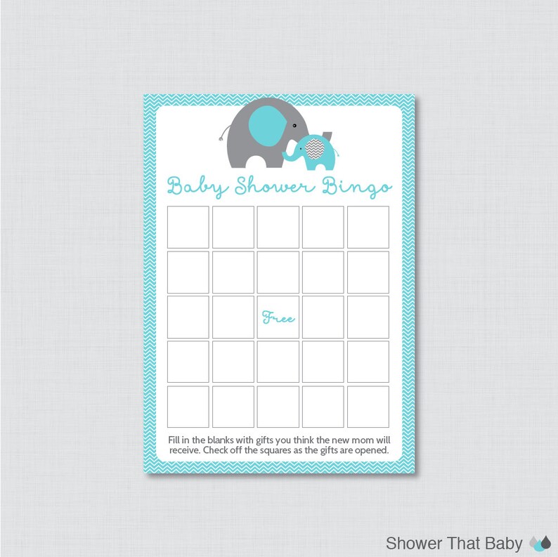 Elephant Baby Shower Bingo Cards Prefilled Bingo Cards AND Etsy