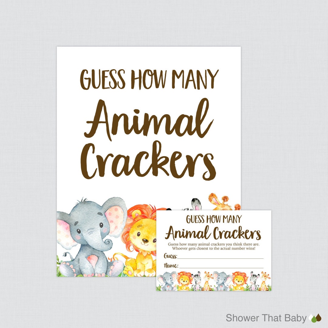 Safari Baby Shower Animal Cracker Game Printable Guess How Many Animal